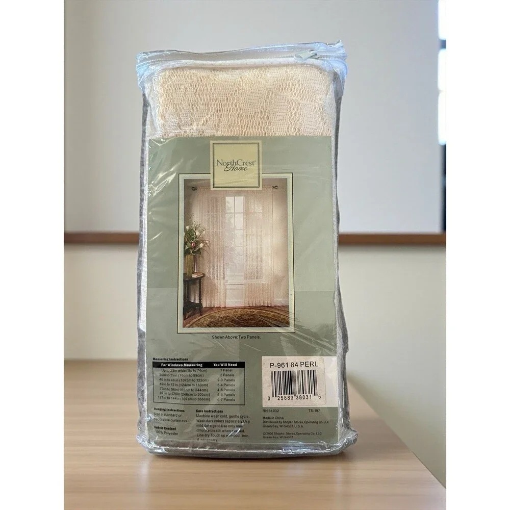 NorthCrest Sheer Crochet Curtains in Pearl